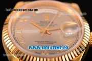 Rolex Day-Date Asia 2813/Swiss ETA 2836/Clone Rolex 3135 Automatic Yellow Gold Case with Grey Dial and Roman Numeral Markers (BP)