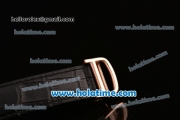 Cartier Rotonde Asia ST17 Automatic Rose Gold Case with Black Leather Strap and Brown Dial