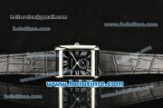 Cartier Tank MC Miyota Quartz Steel Case with White Roman Numeral Markers and Black Dial