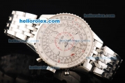 Breitling Montbrillant Swiss Valjoux 7750 Automatic Movement Full Steel with Silver Stick Markers and Silver Dial