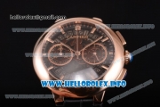 Cartier Rotonde De Chrono Miyota Quartz Rose Gold Case with Black Skeleton Dial and Stick Markers