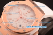 Hublot Big Bang Hub4100 Rose Gold Case with White Dial and White Rubber Strap-1:1 Original