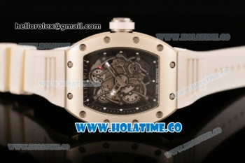 Richard Mille RM 055 Bubba Watson Tourbillon Manual Winding Steel Case with Skeleton Dial and Dot Markers - Black Inner Bezel