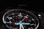 Breitling Avenger Quartz Movement PVD Case with Black Dial and White Numeral Marker-Black Rubber Strap