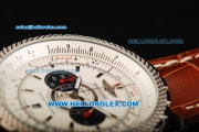 Breitling Bentley Supersports Chronograph Miyota Quartz Movement Steel Case with White Dial and Brown Leather Strap
