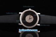 Piaget Swiss ETA Quartz Movement Black Dial with Diamond Small Dials and Bezel-Black Leather Strap