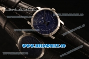 BlancPain Villeret Moonphase & Complete Calendar Miyota 9015 Automatic Steel Case with Blue Dial Leather Strap and Roman Numeral Markers (AAAF)
