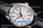 Omega Aqua Terra 150 M Co-Axial Clone 8500 Automatic Steel Case White Dial Stick Markers and Black Leather Strap (EF)