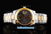 Rolex Day-Date II Oyster Perpetual Automatic Movement Two Tone with Gold Bezel and Flower Pattern Grey Dial