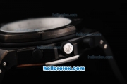 Audemars Piguet Royal Oak Offshore Chronograph Quartz Movement PVD Case with White Dial and Black Numeral Marker-Black Rubber Strap