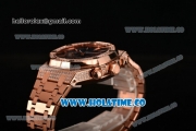 Audemars Piguet Royal Oak Chronograph Swiss Valjoux 7790 Automatic Rose Gold/Diamonds Case with Blue Grids Dial Diamonds Bezel and Stick Markers (EF)