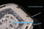 Richard Mille RM 52-01 Swiss ETA 2671 Automatic Steel/Diamond Case with Black Rubber Bracelet White Markers and Skeleton Dial - 1:1 Original