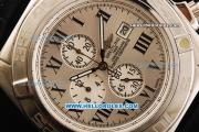 Breitling Chronomat B01 Chronograph Miyota Quartz Movement Beige Dial with Black Roman Markers and Black Leather Strap