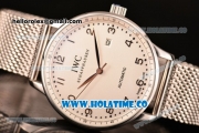 IWC Portugieser Asia 2813 Automatic Full Steel with White Dial and Silver Arabic Numeral Markers