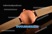 Cartier Ballon Bleu De Small Swiss Quartz Rose Gold Case with Brown Dial White Roman Numeral Markers and Brown Leather Strap