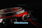 Hublot Big Bang Swiss Valjoux 7750 Chronograph Movement PVD Case with Black Dial-Red Stick Markers and Black Rubber Strap