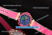 Hublot Big Bang Tutti Frutti 38MM Chrono Miyota OS20 Quartz Rose Gold Case with Blue Dial Stick/Numeral Markers and Pink Diamonds Bezel