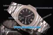 Patek Philippe Nautilus Miyota 9015 Automatic Full Steel with White Stick Markers and Black Dial