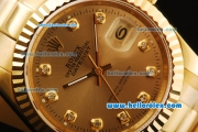 Rolex Datejust Automatic Movement ETA Coating Case with Gold Case and Strap-Diamond Markers