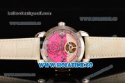 Ulysse Nardin Skeleton Tourbillon Manufacture Asia Automatic Steel Case with Pink/White Dial and White Leather Strap