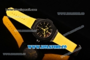 Hublot King Power Chrono Swiss Valjoux 7750 Automatic PVD Case with Black Dial and Yellow Stick Markers