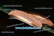 Franck Muller Cintree Curvex Swiss Quartz Rose Gold/Diamonds Case with Diamonds Dial and Colorful Arabic Numeral Markers