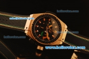 Hublot King Power F1 Swiss Valjoux 7750 Automatic Rose Gold Case with Black Dial and Black Rubber Strap