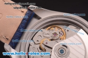 Rolex Daytona Chronograph Swiss Valjoux 7750 Automatic Steel Case with Diamond Bezel and White Dial-Blue Leather Strap