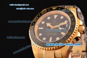 Rolex GMT-Master II Swiss ETA 2836 Automatic Gold Case with Black Dial and White Markers