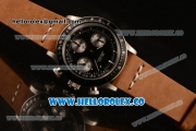 Rolex Daytona Vintage Edition Chrono Miyota OS20 Quartz Steel Case with Black Dial and Brown Leather Strap