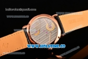 Cartier Rotonde Second Time Zone Day/Night Asia Manual Winding Rose Gold Case with Black Dial Diamonds Bezel and White Roman Numeral Markers