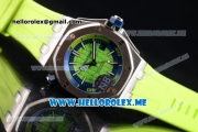 Audemars Piguet Royal Oak Offshore Diver Asia 2813 Automatic Steel Case with Green Dial and Stick Markers Green Rubber Strap (EF)