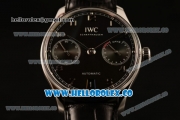 IWC Portuguese Automatic Clone IWC 52010 Automatic Steel Case with Black Dial and Black Leather Strap - (AAAF)