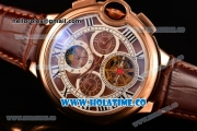 Cartier Ballon Bleu De Tourbillon Moonphase Asia Automatic Rose Gold Case with Brown Dial and Roman Numeral Markers