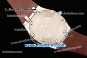 Audemars Piguet Royal Oak Ladies Swiss Quartz Steel/Diamond Case with Brown Rubber Bracelet and Brown Dial - 1:1 Original