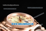 Rolex Datejust Swiss ETA 2671 Automatic Rose Gold Case with Yellow Dial Diamonds Markers and Rose Gold Bracelet (BP)