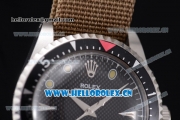 Rolex Milgauss Vintage Asia 2813 Automatic Steel Case with Black Dial Dot Markers and Green Army Nylon Strap