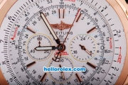 Breitling for Bentley Motors T Working Chronograph Rose Gold Case with White Dial Brown Leather Strap
