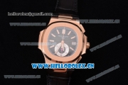 Patek Philippe Nautilus Clone PP 315 Automatic Rose Gold Case with Black Dial and Black Leather Strap (BP)