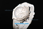 Breitling Chronomat B01 Chronograph Miyota Quartz Movement Steel Case with White Dial-White Rubber Strap