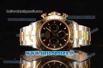 Rolex Daytona Two Tone YG Rolex 4130 Auto Best Edition 1:1 Clone Black Dial Stick 116518