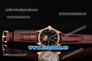 Patek Philippe Calatrava Tourbillon Swiss ETA 2824 Automatic Rose Gold Case with Diamonds Markers and Black Dial