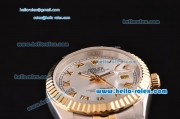 Rolex Datejust Automatic Movement Two Tone Case with Sliver Dial and Roman Marking