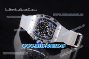 Richard Mille RM 011 Felipe Massa Flyback Chronograph Swiss Valjoux 7750 Automatic Sapphire Crystal Case with Skeleton Dial Blue Inner Bezel and Aerospace Nano Translucent Strap
