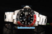 Rolex GMT-Master II Swiss ETA 2836 Automatic Movement Full Steel with Black/Red Bezel and White Markers