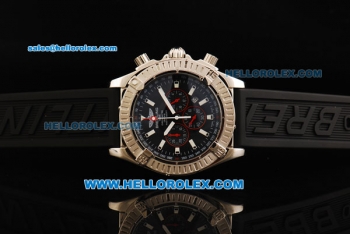 Breitling Avenger Chronograph Miyota Quartz Movement Steel Case with Black Dial and Black Rubber Strap