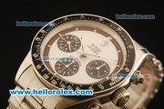 Rolex Daytona Vintage Chronograph Swiss Valjoux 7750 Steel Case/Strap with White Dial and Stick Markers