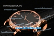 Patek Philippe Calatrava Swiss ETA 2824 Automatic Rose Gold Case with Black Dial and Stick/Roman Numeral Markers