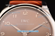 IWC Portuguese Swiss ETA 2836 Automatic Steel Case with Brown Dial and Brown Leather Strap