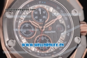 Audemars Piguet Royal Oak Offshore Chronograph Michael Schumacher Clone AP Calibre 3126 Automatic Rose Gold Case with Black Dial Stick Markers and Grey Rubber Strap (J12)